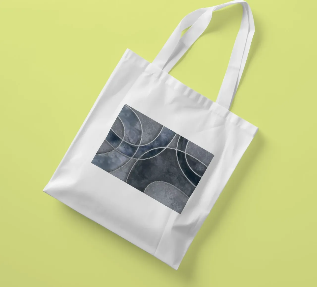 Blue Grey Layered Shapes Abstract Art Jutebeutel von Andrea Haase Modern Home