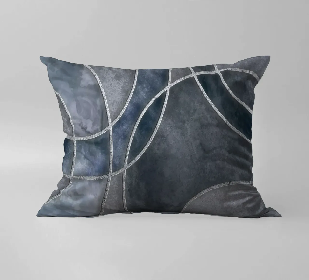 Blue Grey Layered Shapes Abstract Art cuscino da Andrea Haase Modern Home