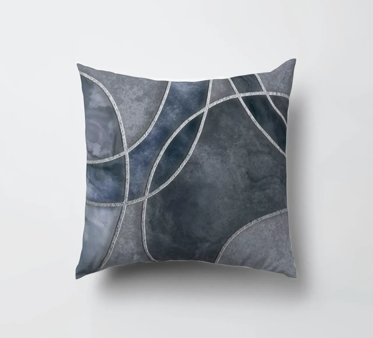 Blue Grey Layered Shapes Abstract Art cuscino da Andrea Haase Modern Home