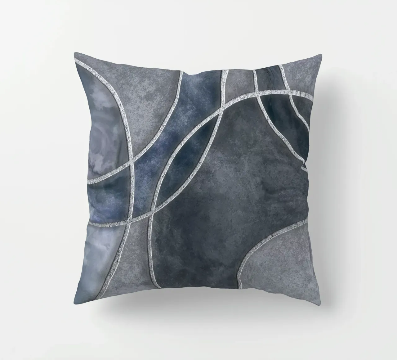 Blue Grey Layered Shapes Abstract Art cuscino da Andrea Haase Modern Home