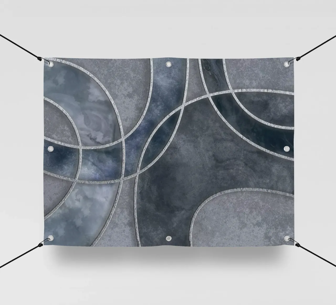 Blue Grey Layered Shapes Abstract Art telo in pvc da Andrea Haase Modern Home