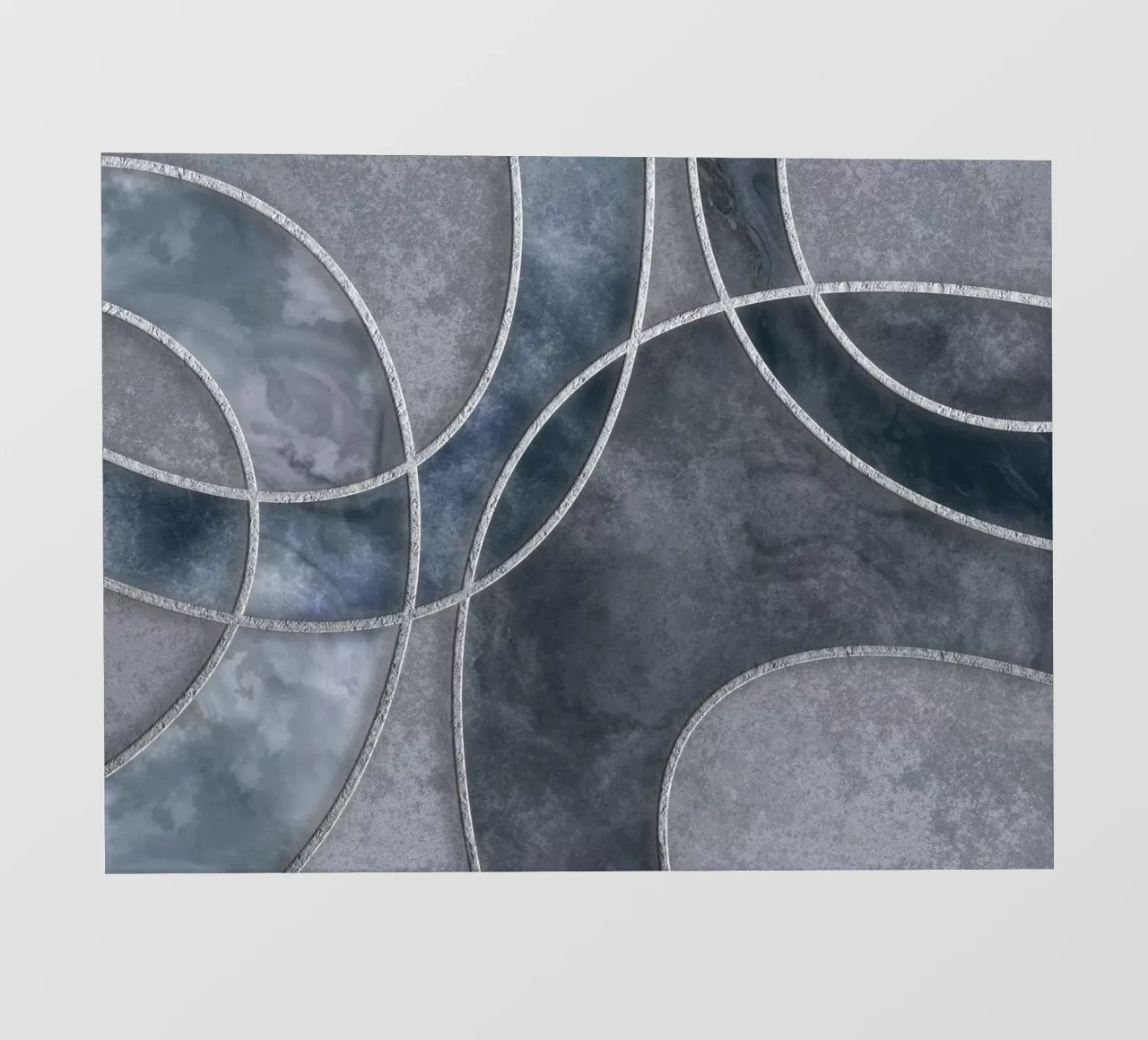 Blue Grey Layered Shapes Abstract Art telo in pvc da Andrea Haase Modern Home
