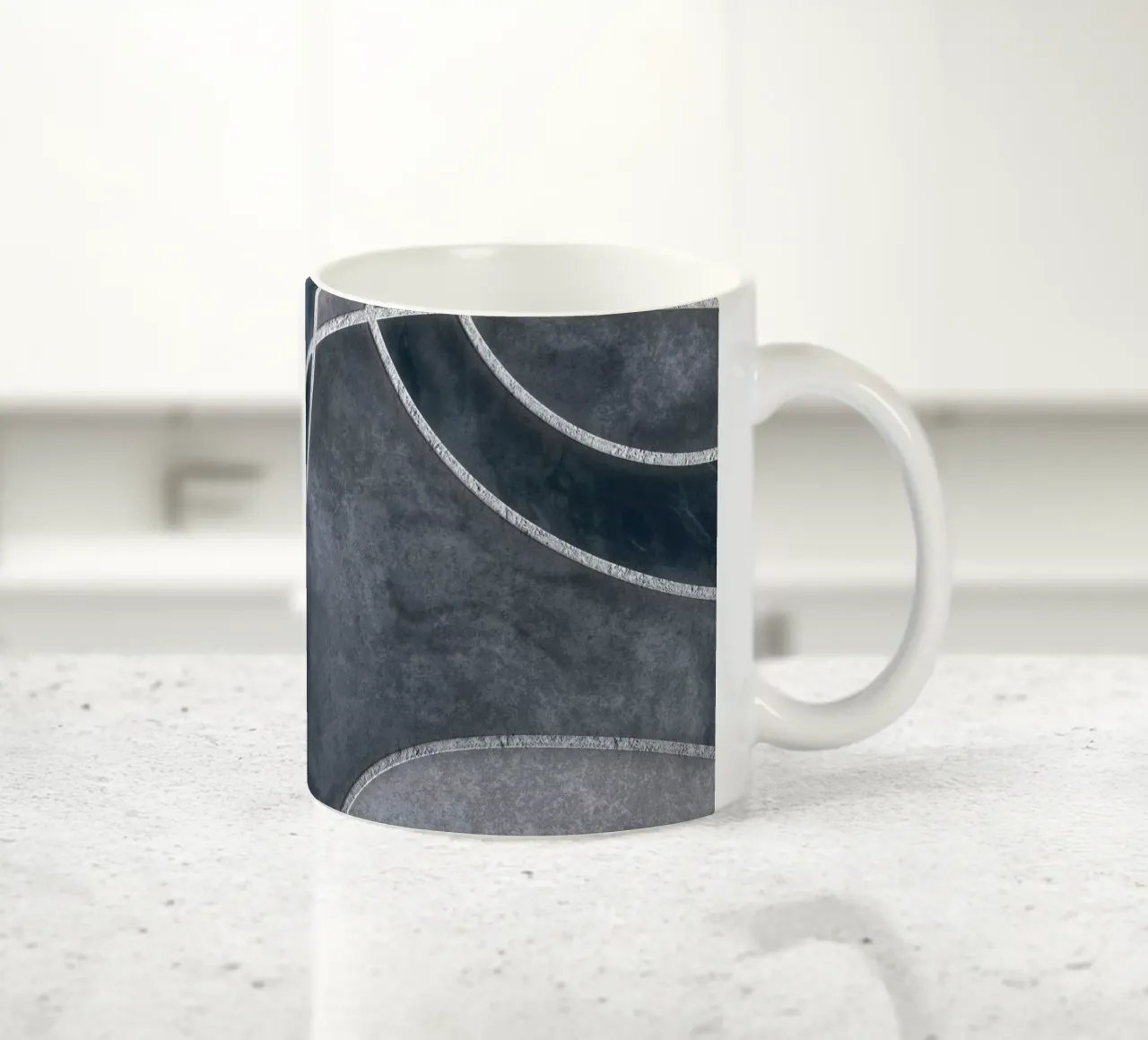 Blue Grey Layered Shapes Abstract Art tazza in ceramica da Andrea Haase Modern Home