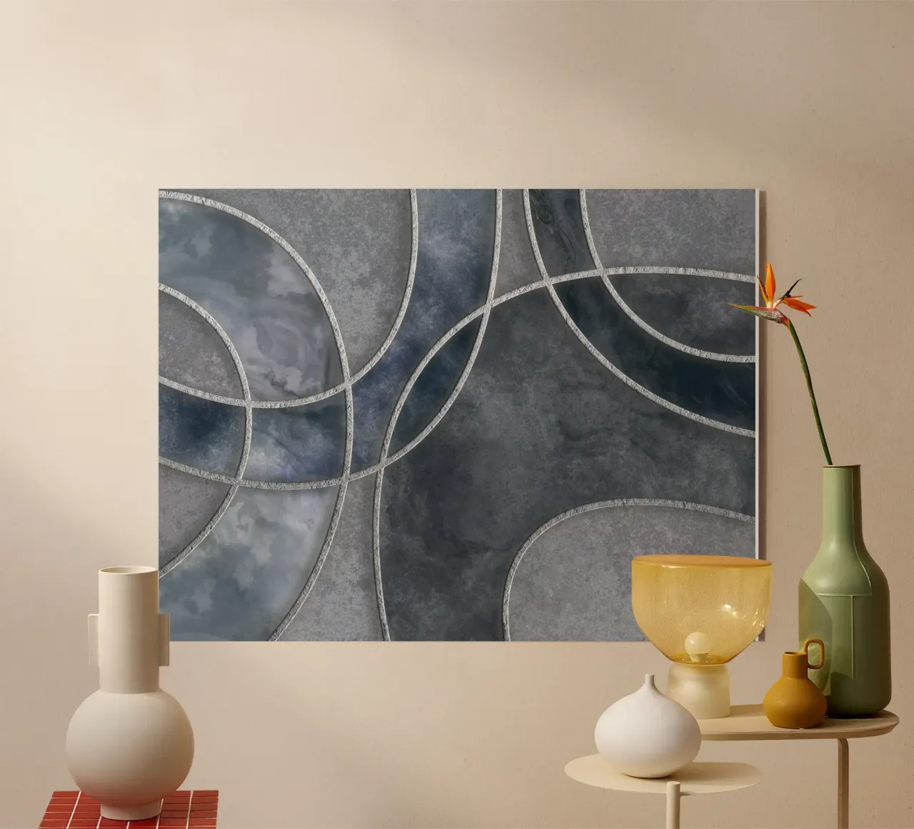 Blue Grey Layered Shapes Abstract Art acrylic glass by Andrea Haase Modern Home