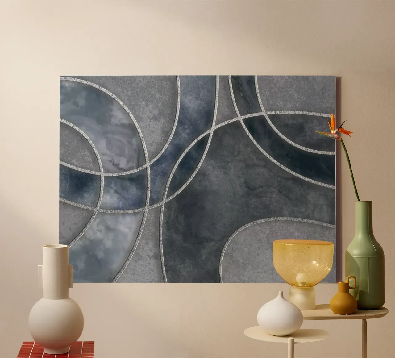 Blue Grey Layered Shapes Abstract Art canvas van Andrea Haase Modern Home