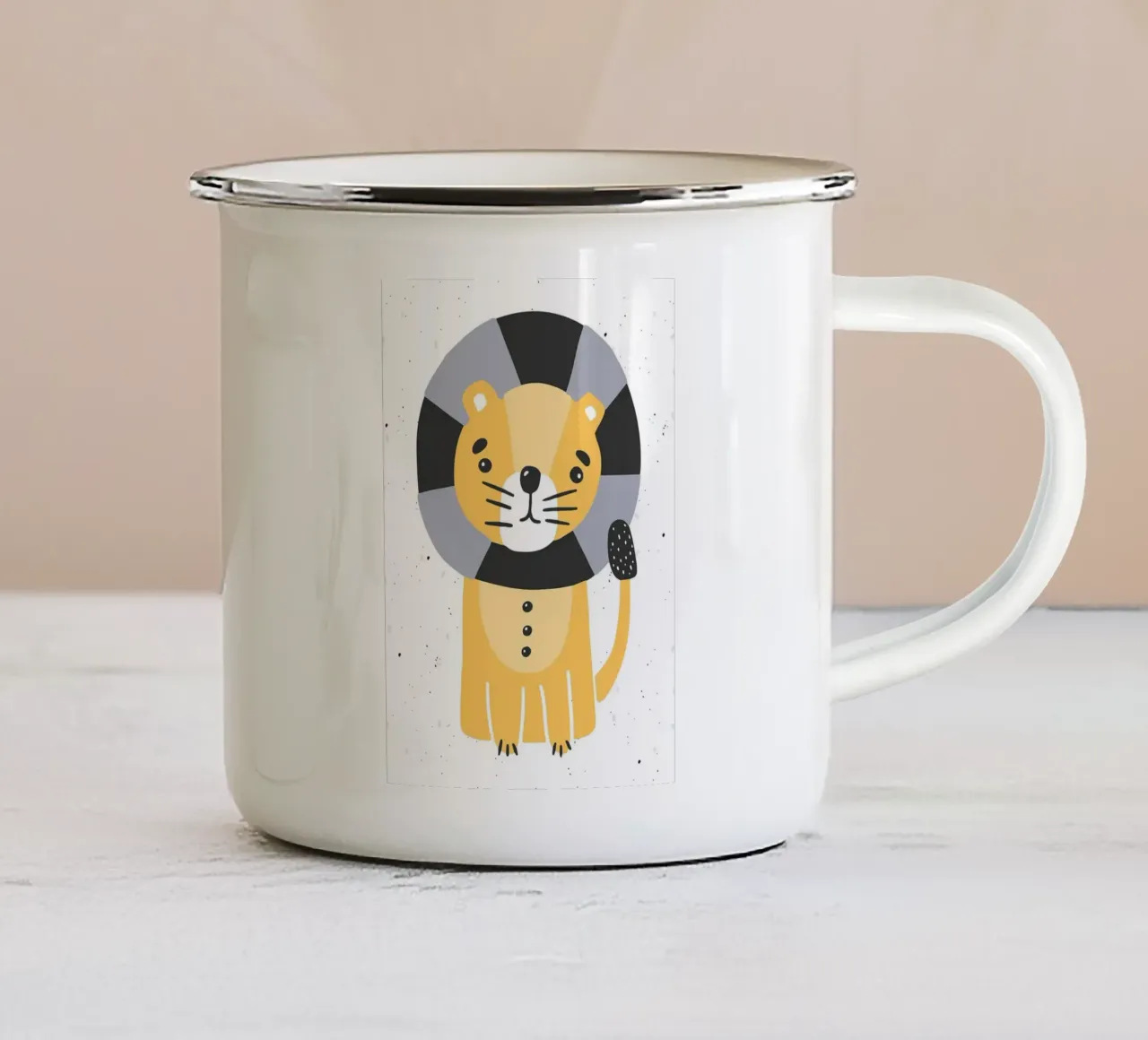 Poster per bambini Leone tazza in smalto da kakaka