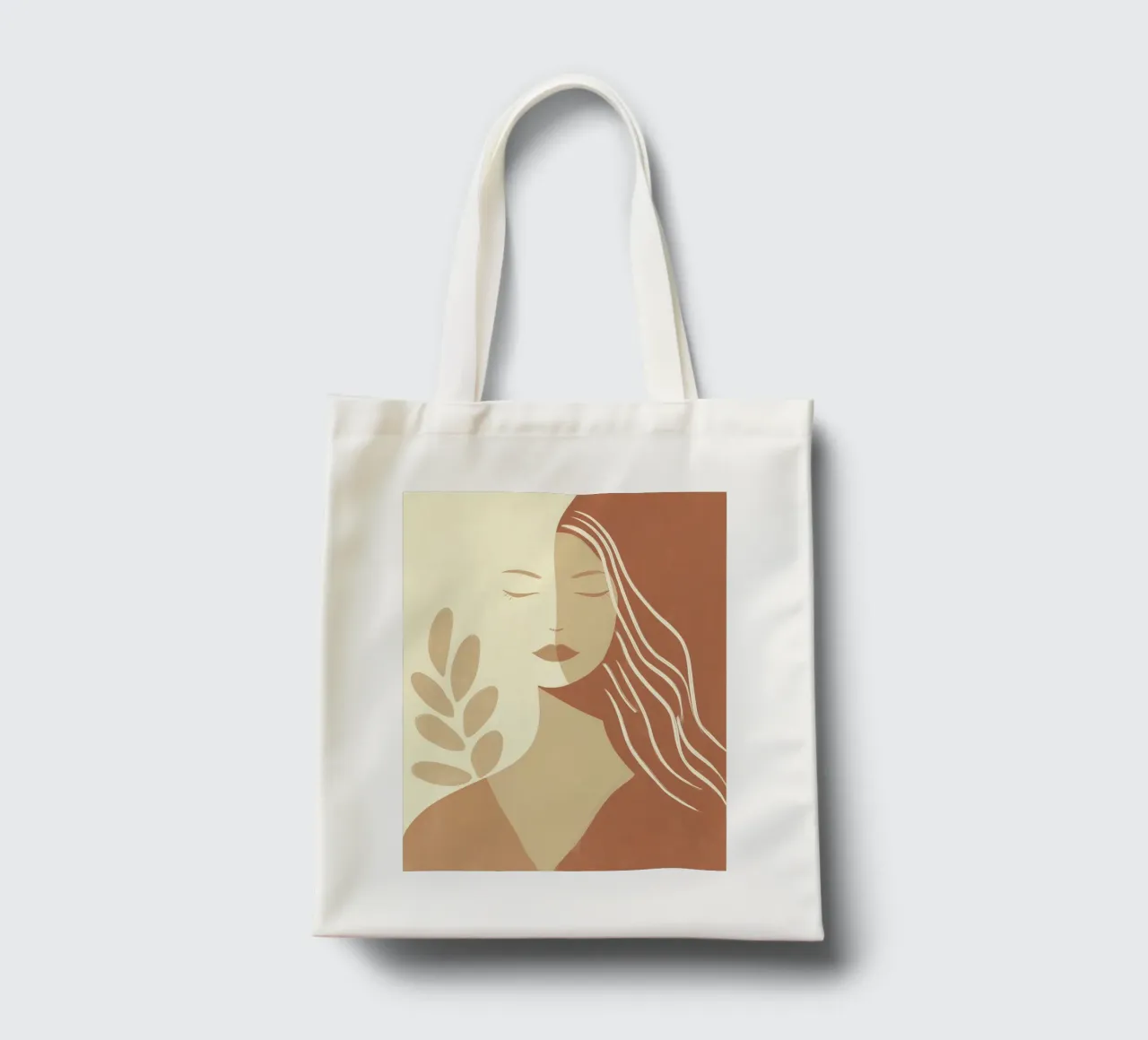 Boho woman in beige and brown | Zen painting tote bag by Autofocus