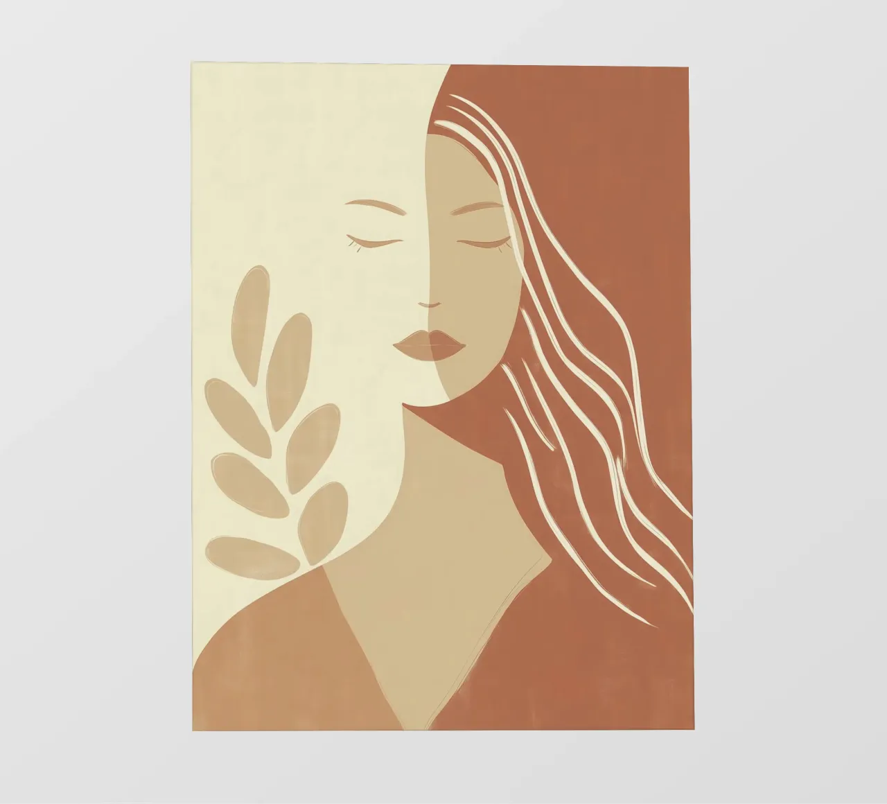 Donna boho in beige e marrone | Quadro Zen telo in pvc da Autofocus