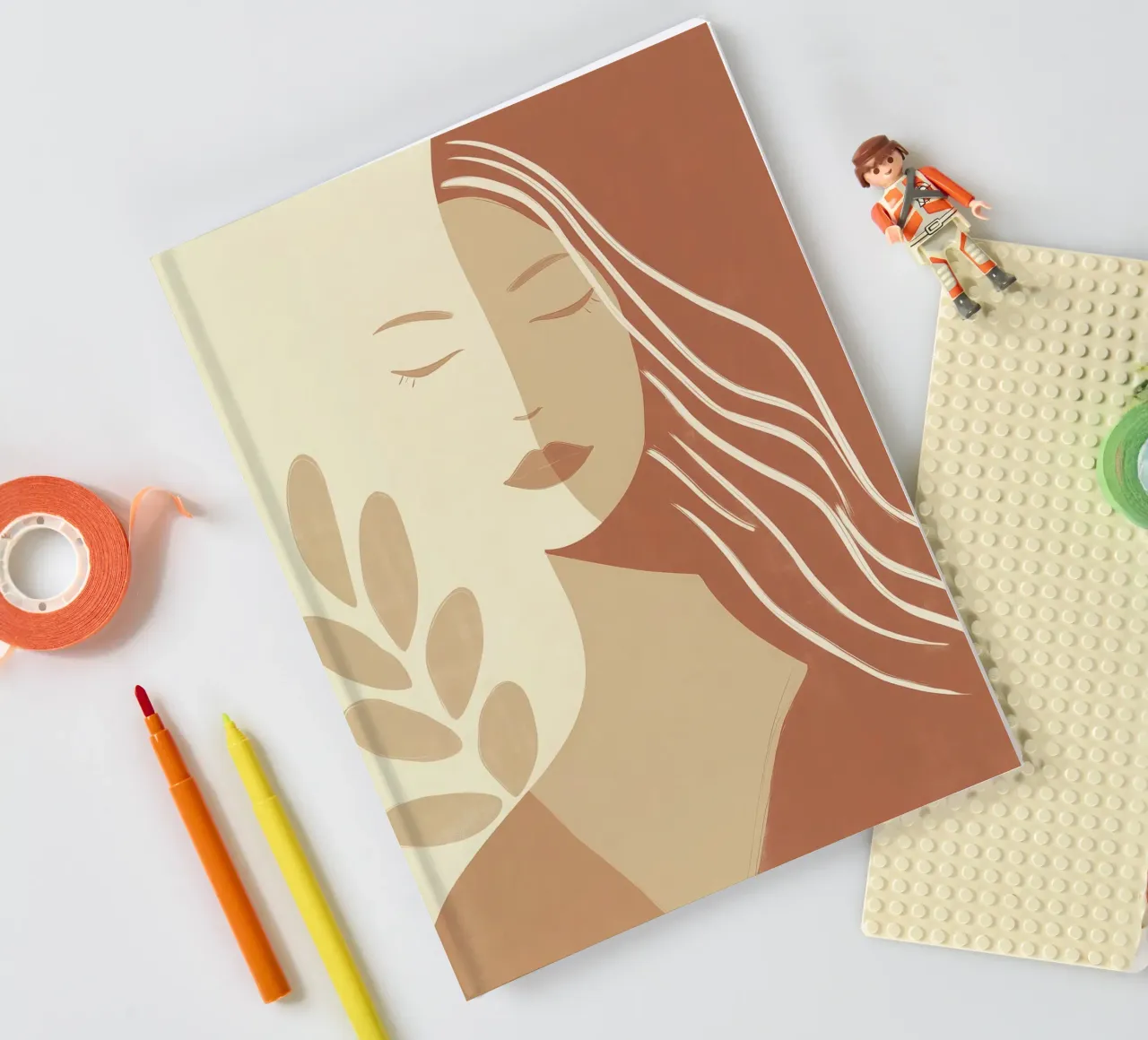 Boho woman in beige and brown | Zen painting notebook by Autofocus