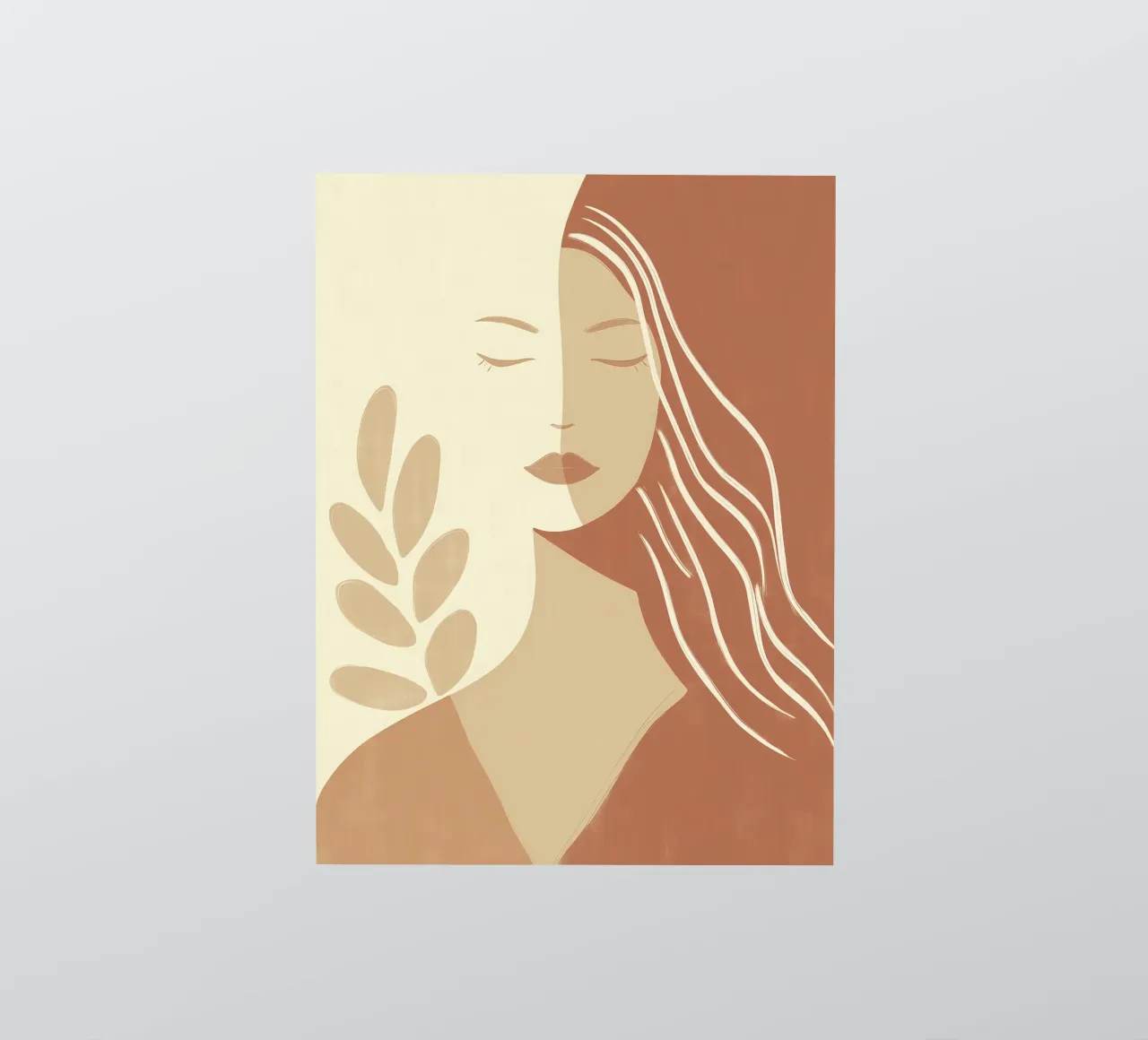Boho woman in beige and brown | Zen painting sticker by Autofocus
