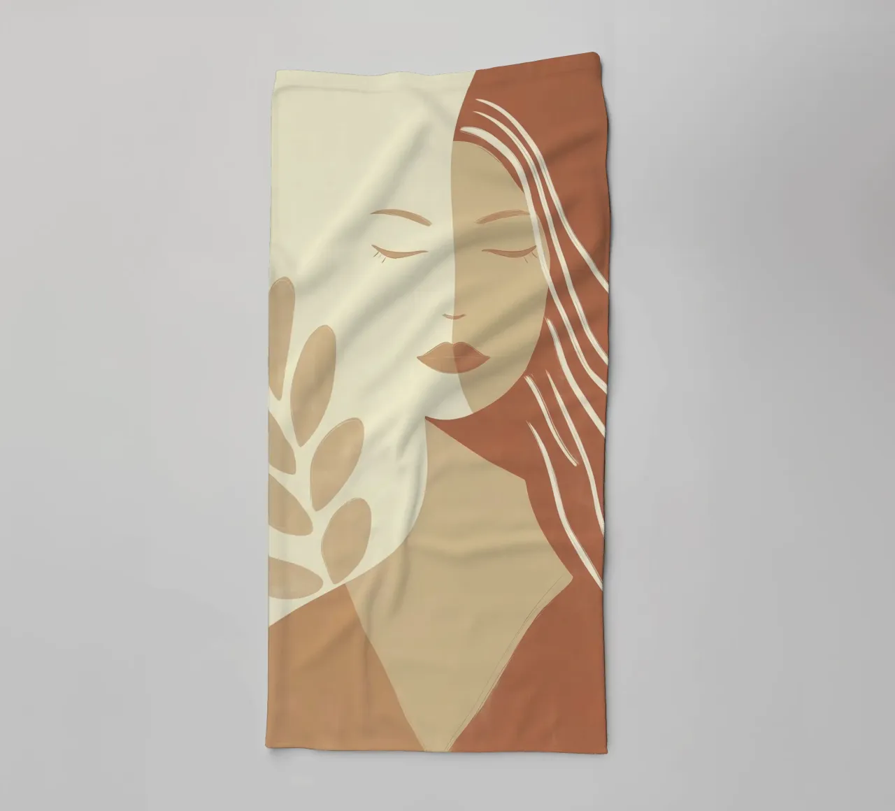 Boho woman in beige and brown | Zen painting towel by Autofocus