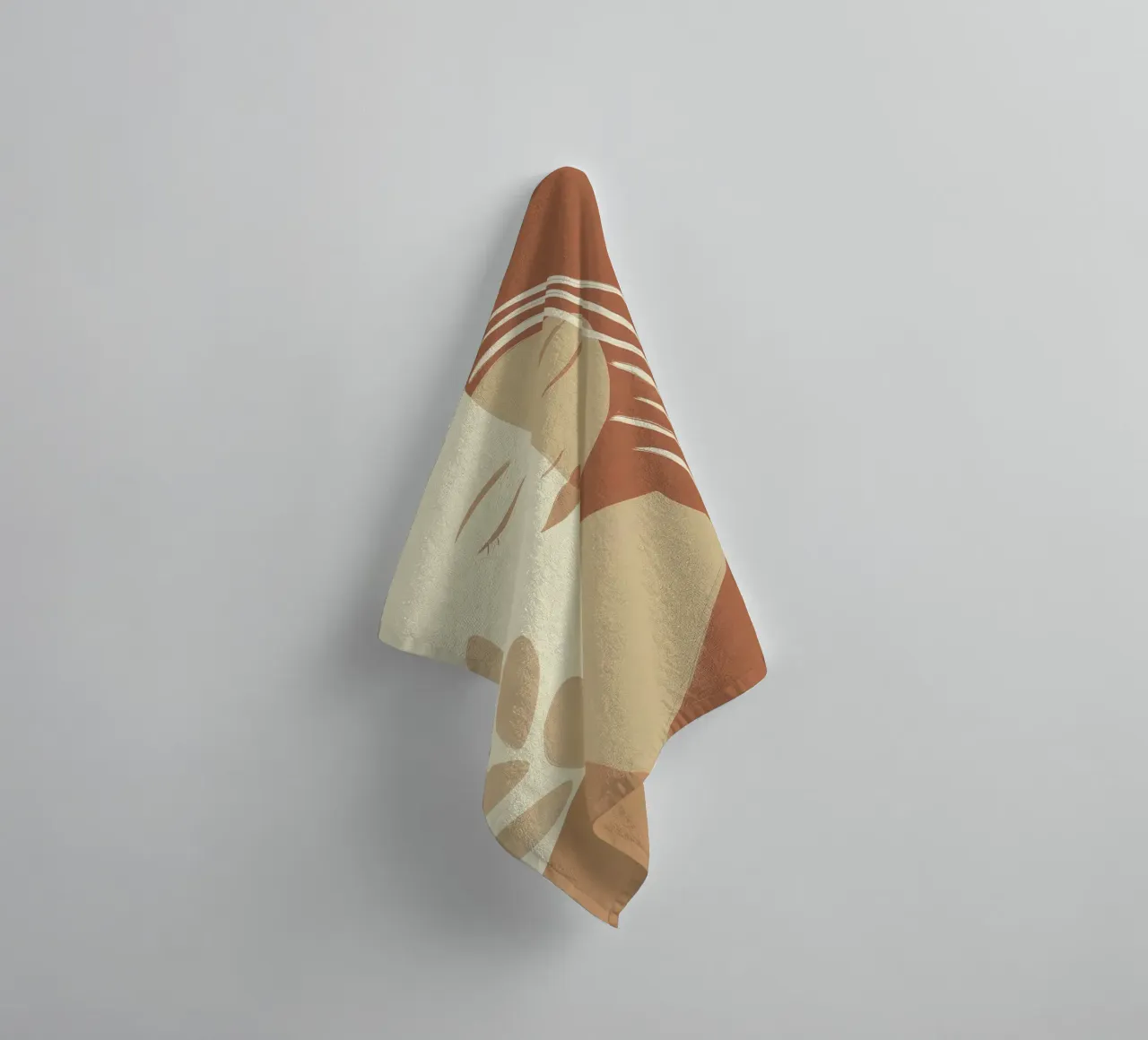 Boho woman in beige and brown | Zen painting towel by Autofocus