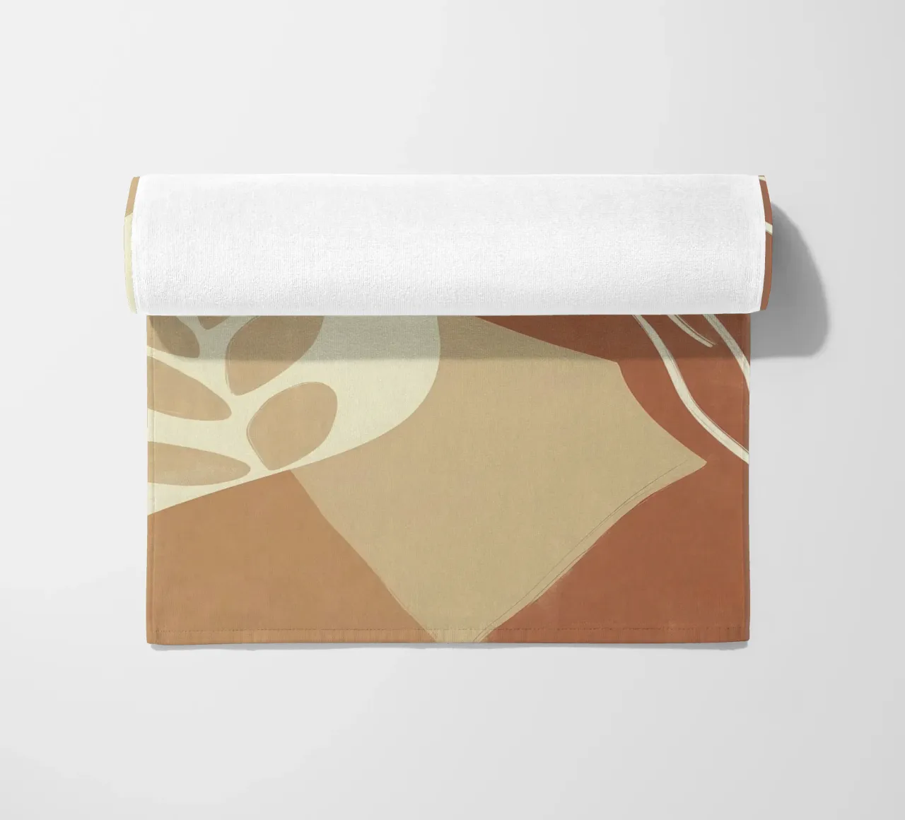 Boho woman in beige and brown | Zen painting beach towel by Autofocus