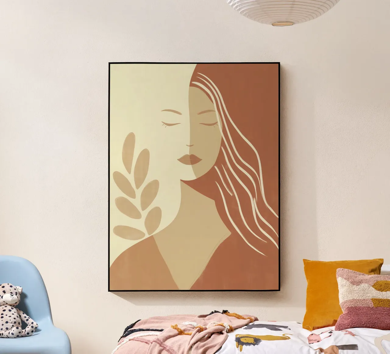 Boho woman in beige and brown | Zen painting acrylic glass by Autofocus