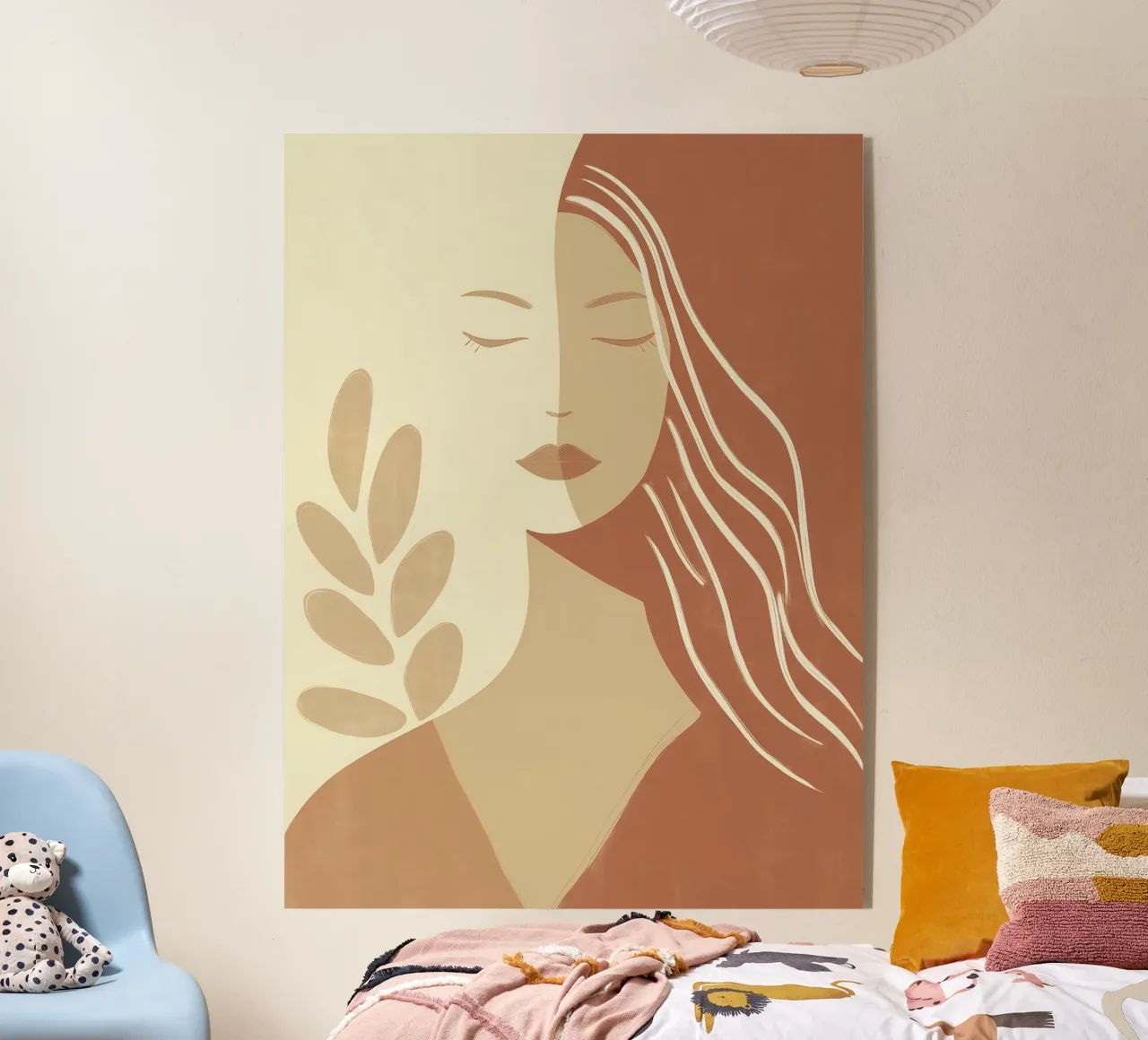 Boho woman in beige and brown | Zen painting acrylic glass by Autofocus