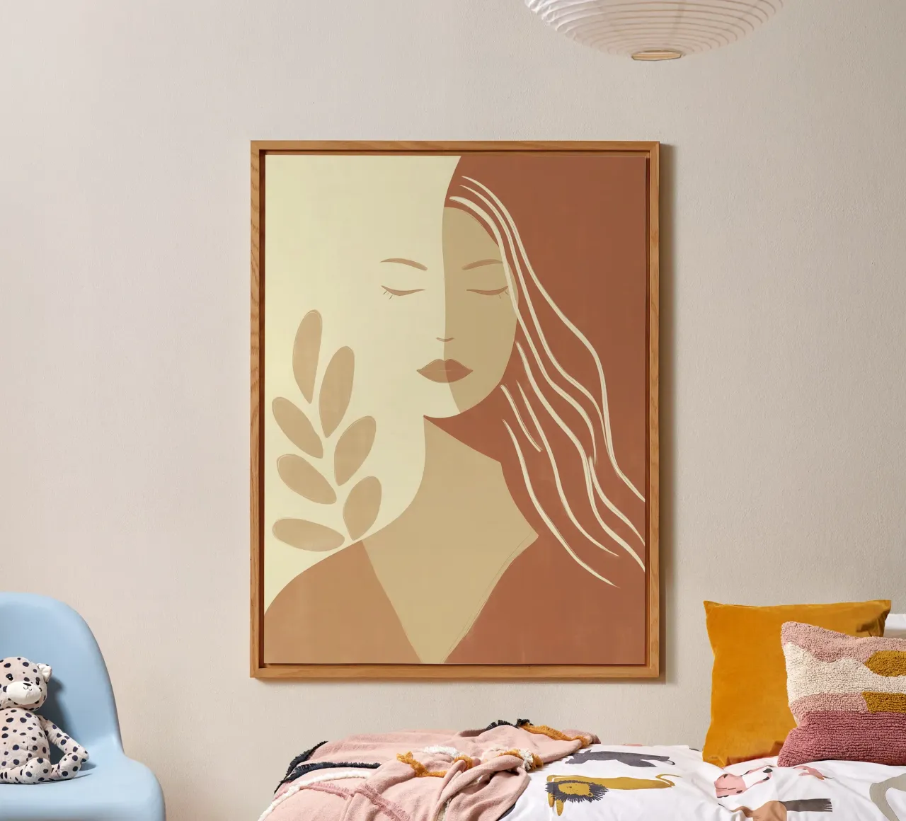 Boho woman in beige and brown | Zen painting forex plate by Autofocus