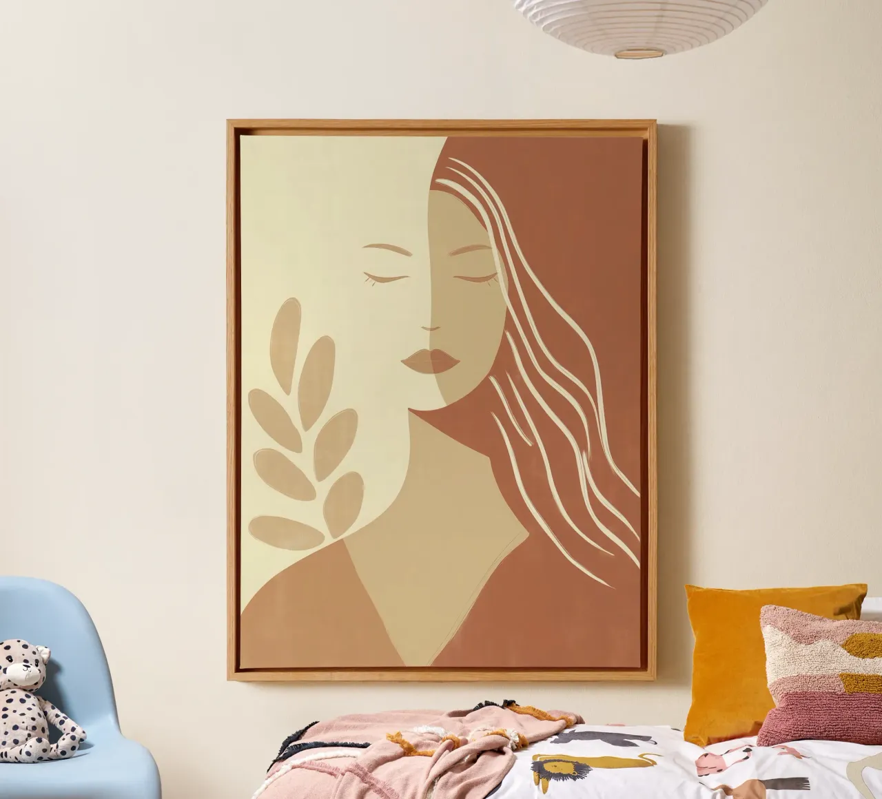 Boho woman in beige and brown | Zen painting canvas by Autofocus