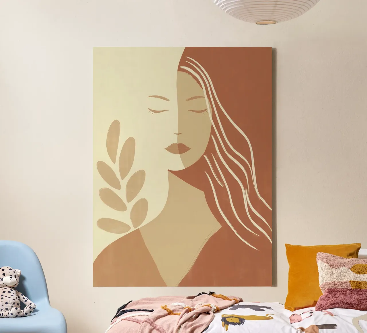 Boho woman in beige and brown | Zen painting canvas by Autofocus