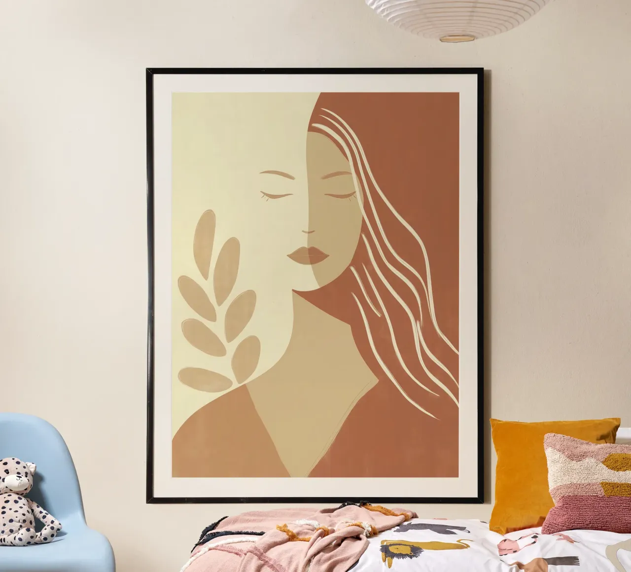 Donna boho in beige e marrone | Quadro Zen carta hahnemühle da Autofocus