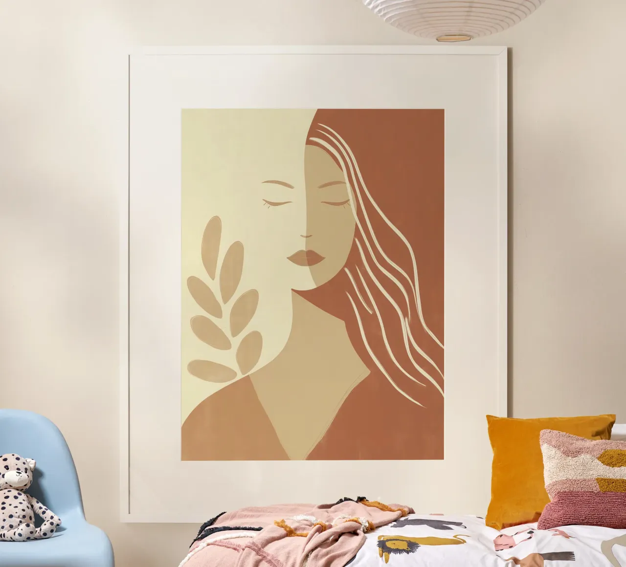 Donna boho in beige e marrone | Quadro Zen carta hahnemühle da Autofocus