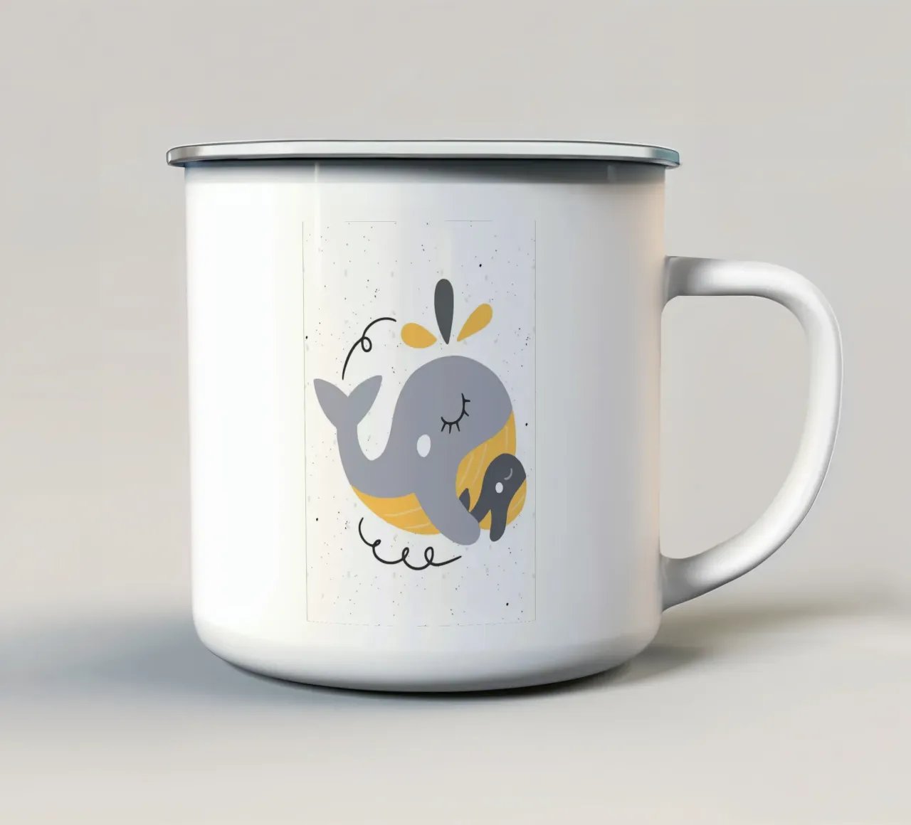 Poster bambini carino Balena tazza in smalto da kakaka