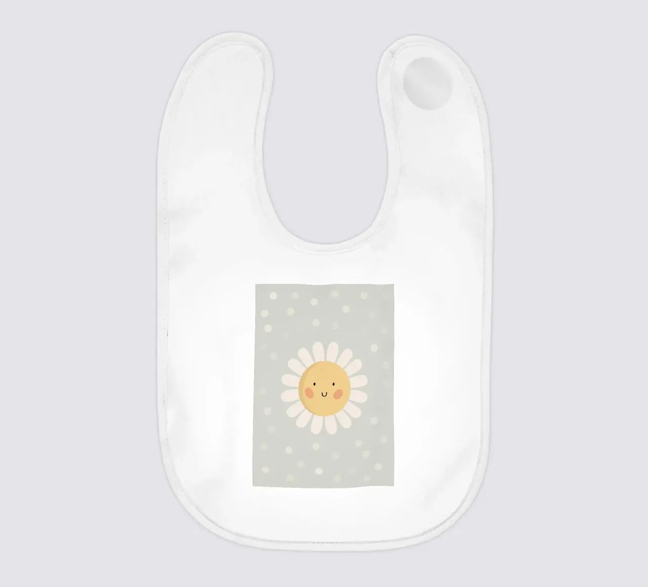 Simpatico fiore a forma di margherita sorridente bavaglino da kakaka