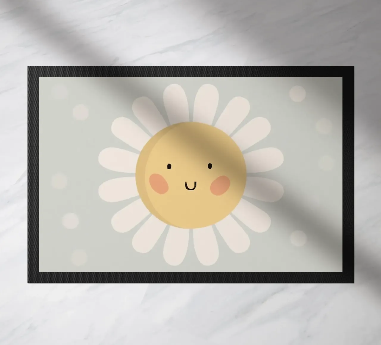 Simpatico fiore a forma di margherita sorridente zerbino da kakaka