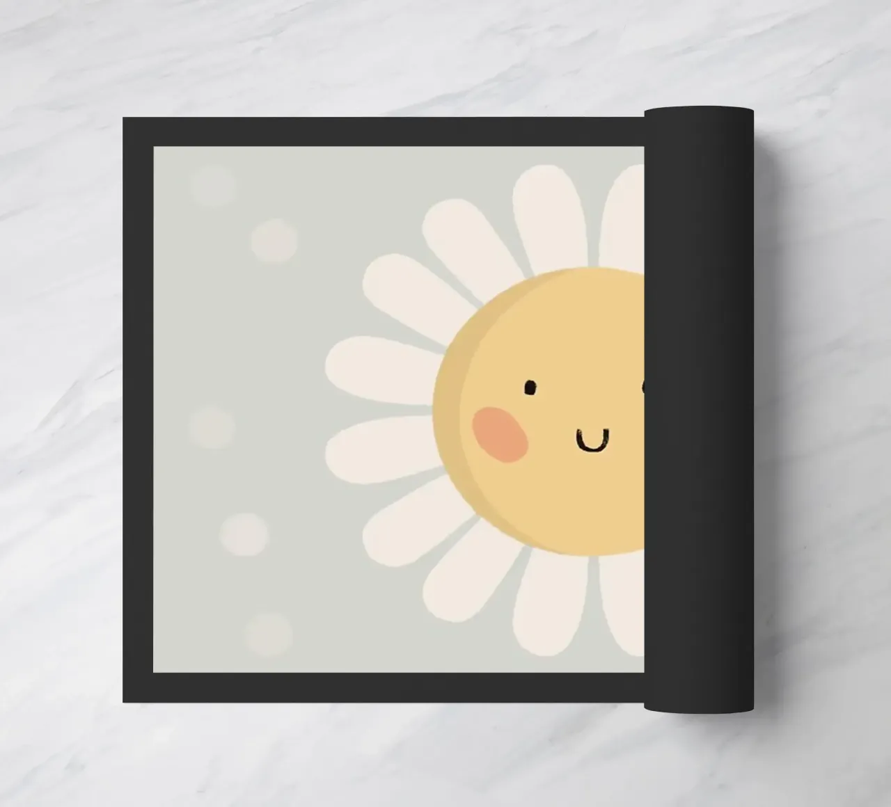 Simpatico fiore a forma di margherita sorridente zerbino da kakaka