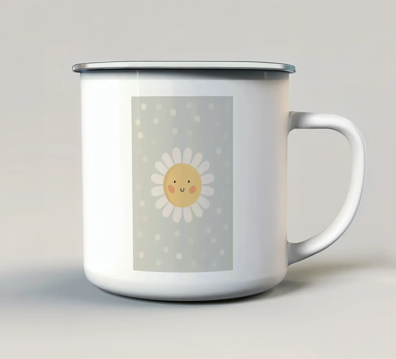 Simpatico fiore a forma di margherita sorridente tazza in smalto da kakaka
