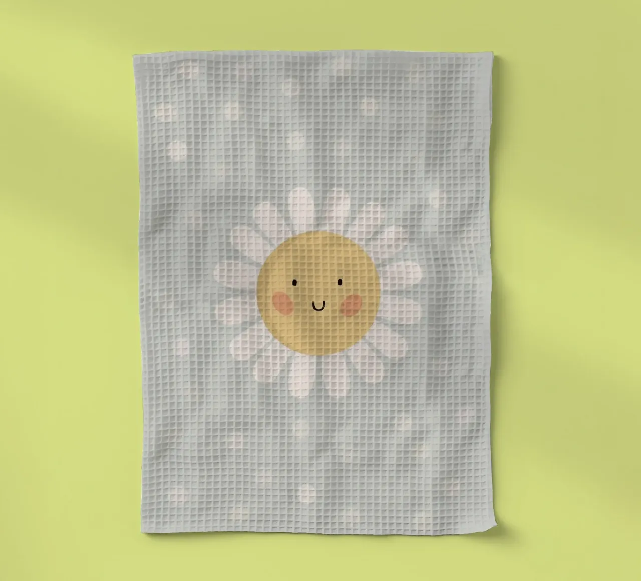 Simpatico fiore a forma di margherita sorridente canovaccio da cucina da kakaka