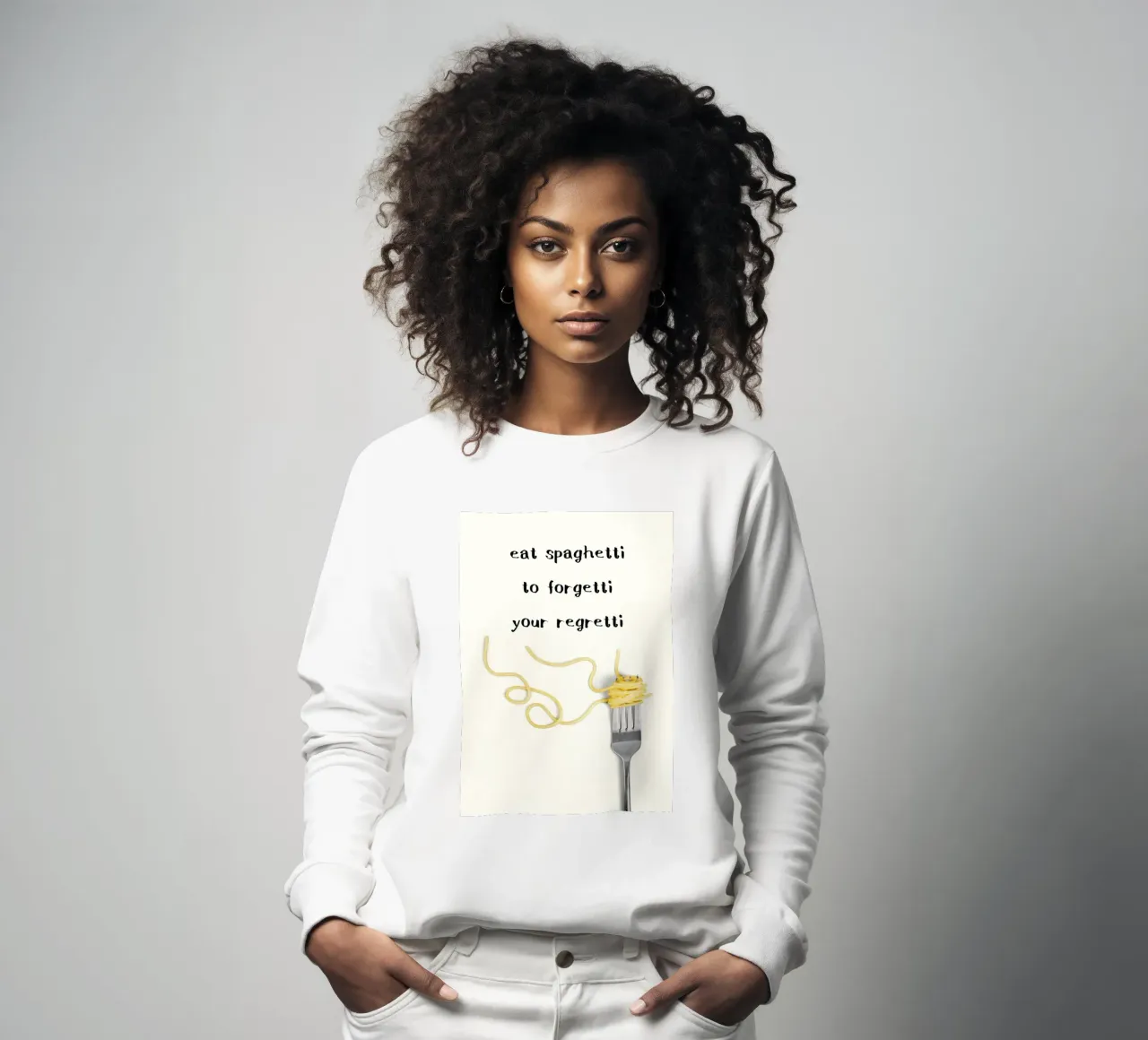 Essen Sie Spaghetti, um Ihr Bedauern zu vergessen Sweatshirt von kakaka