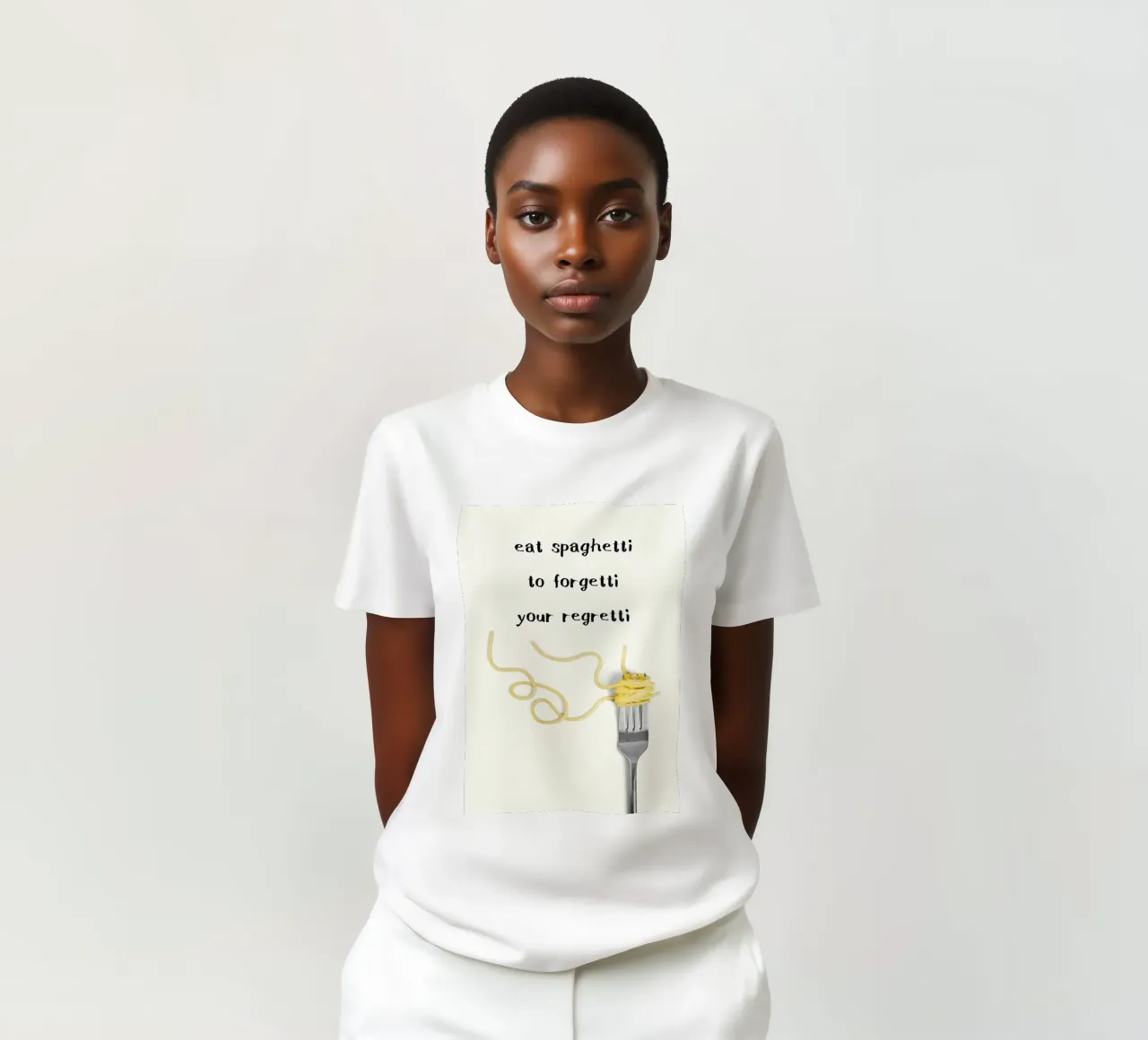 Eat Spaghetti to Forgetti Your Regretti t-shirt da kakaka
