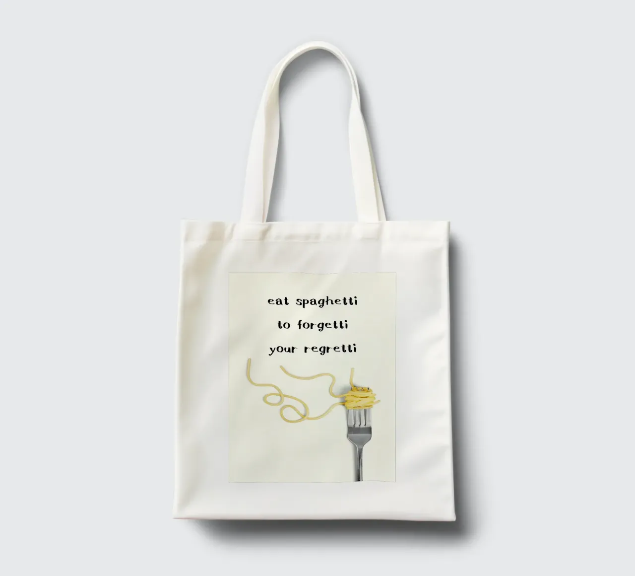 Eat Spaghetti to Forgetti Your Regretti borsa in juta da kakaka