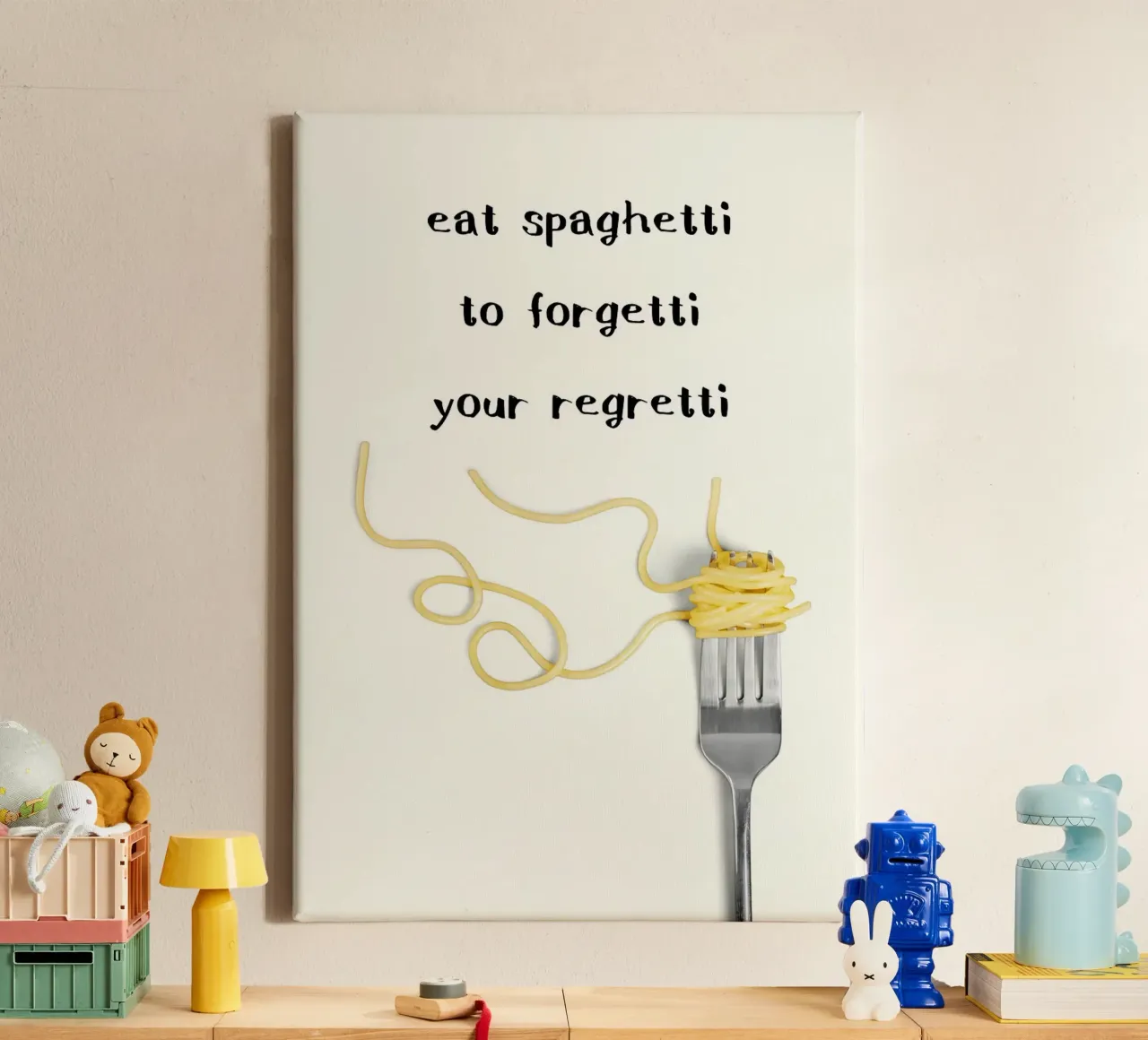 Eat Spaghetti to Forgetti Your Regretti tela da kakaka