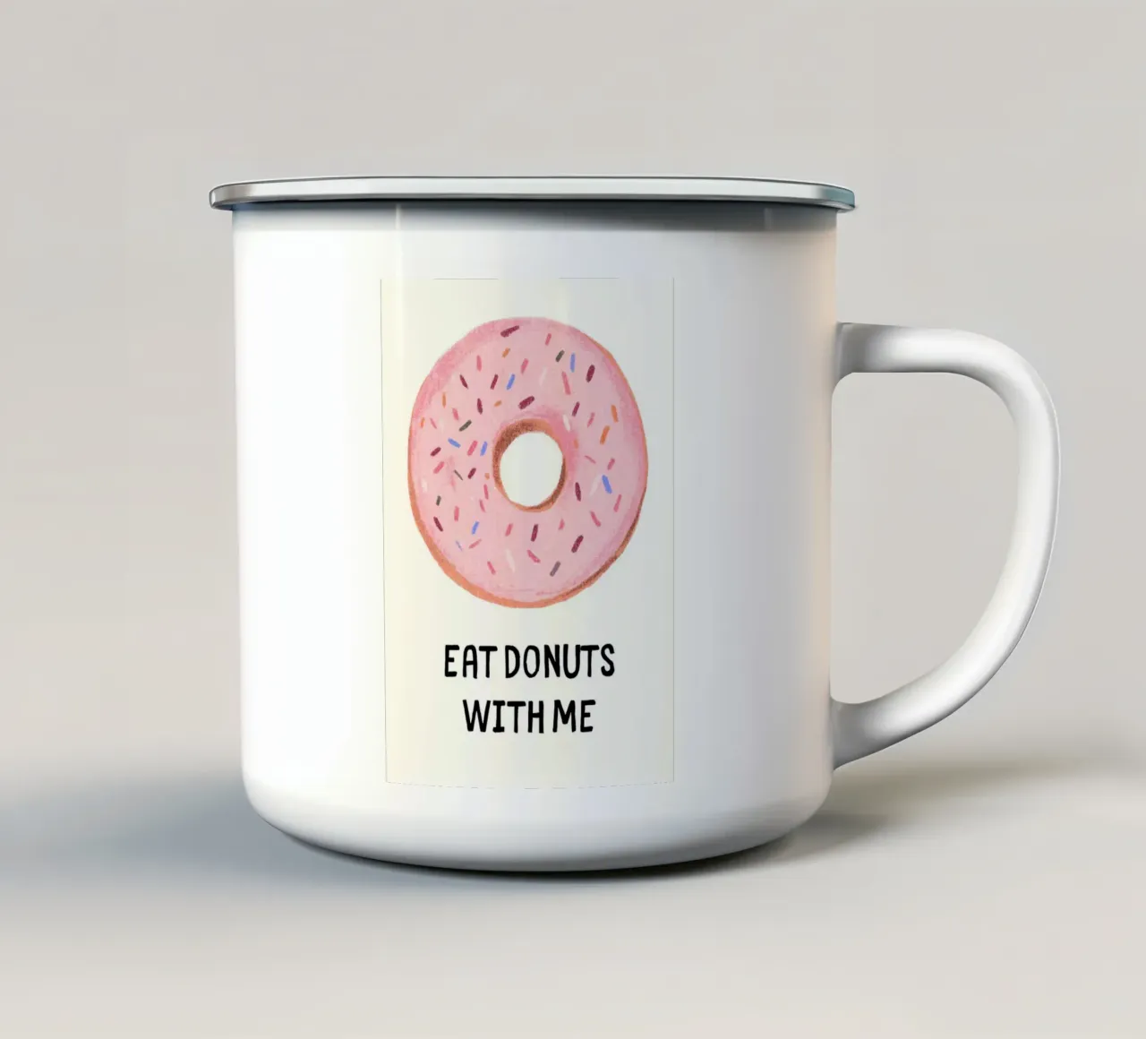 Eet donuts met mij emaille mok van kakaka