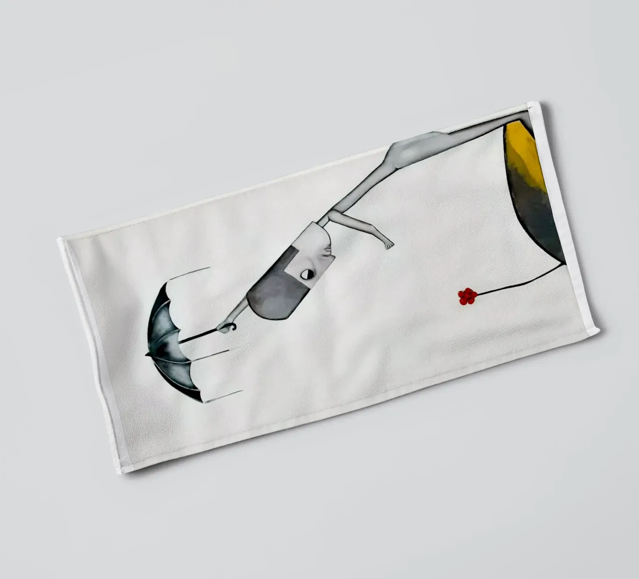 Man in the Rain towel by Leslie Greenrod