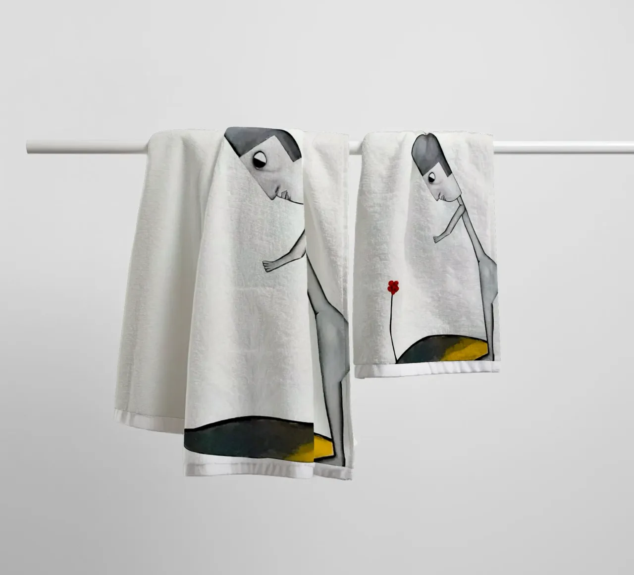 Man in the Rain towel by Leslie Greenrod