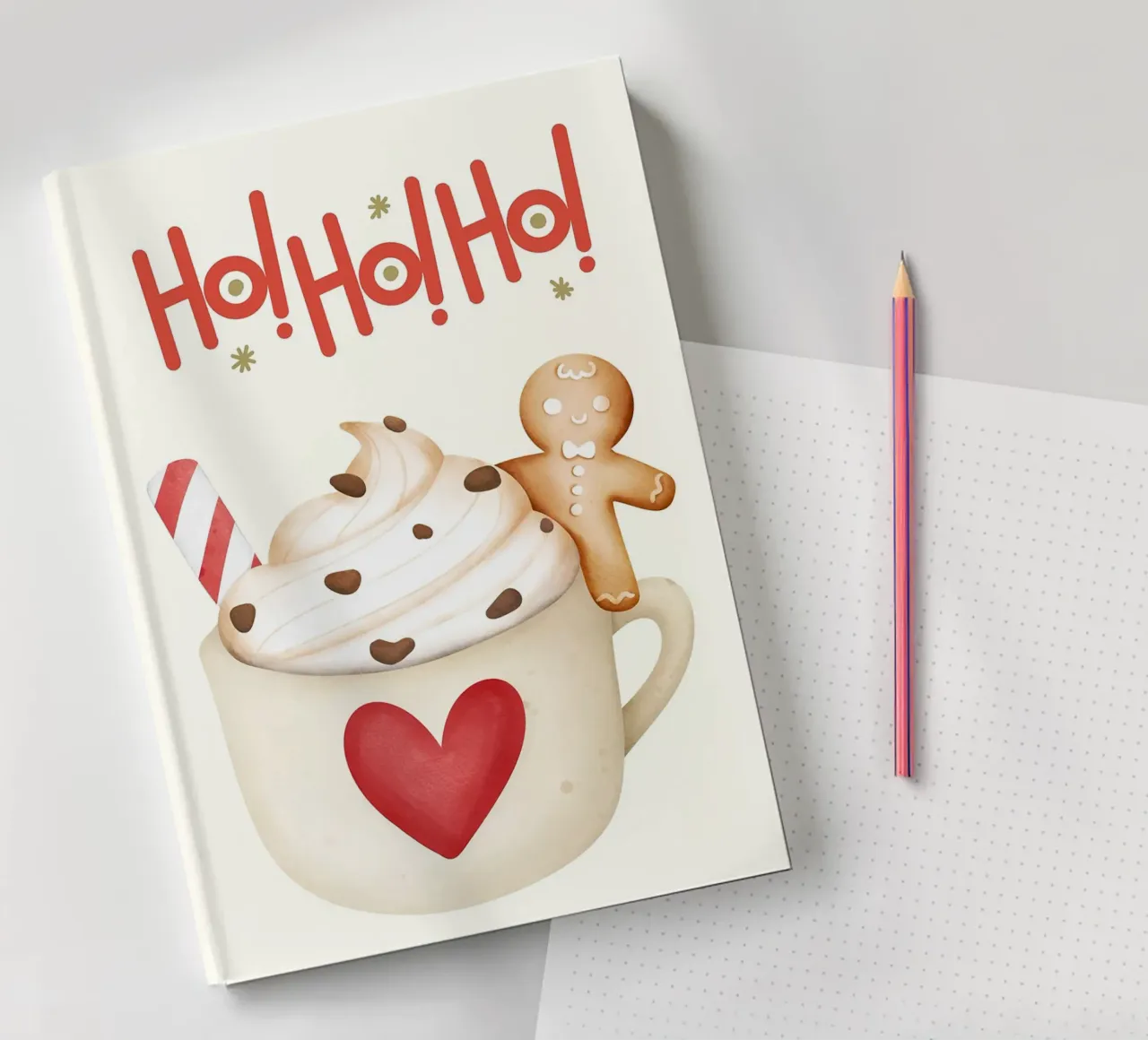 Festive Holiday Cocoa with Gingerbread Man notebook by kakaka