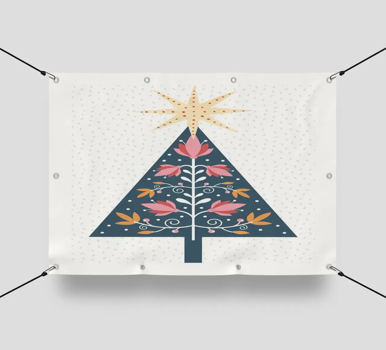 Albero di Natale floreale con stella telo in pvc da kakaka