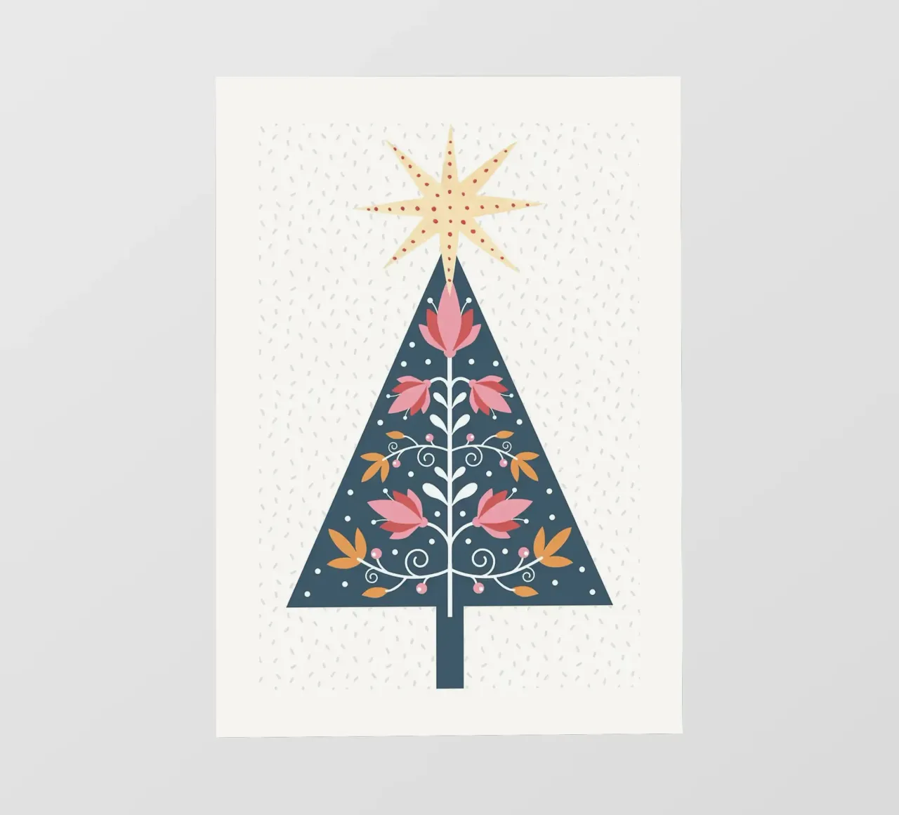 Albero di Natale floreale con stella telo in pvc da kakaka
