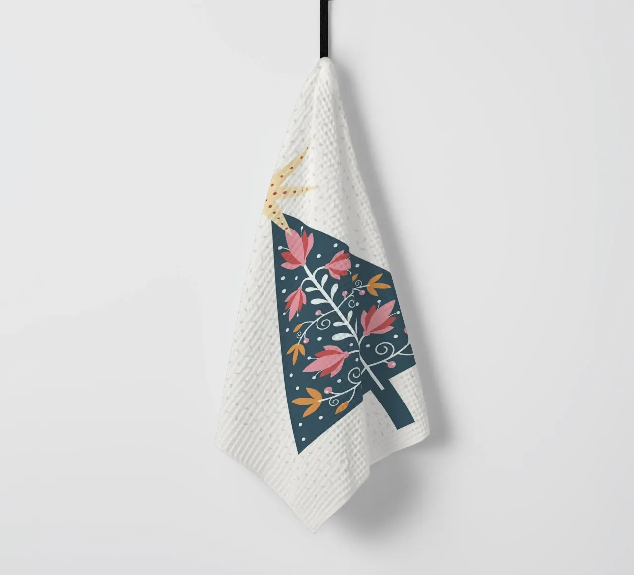 Albero di Natale floreale con stella canovaccio da cucina da kakaka