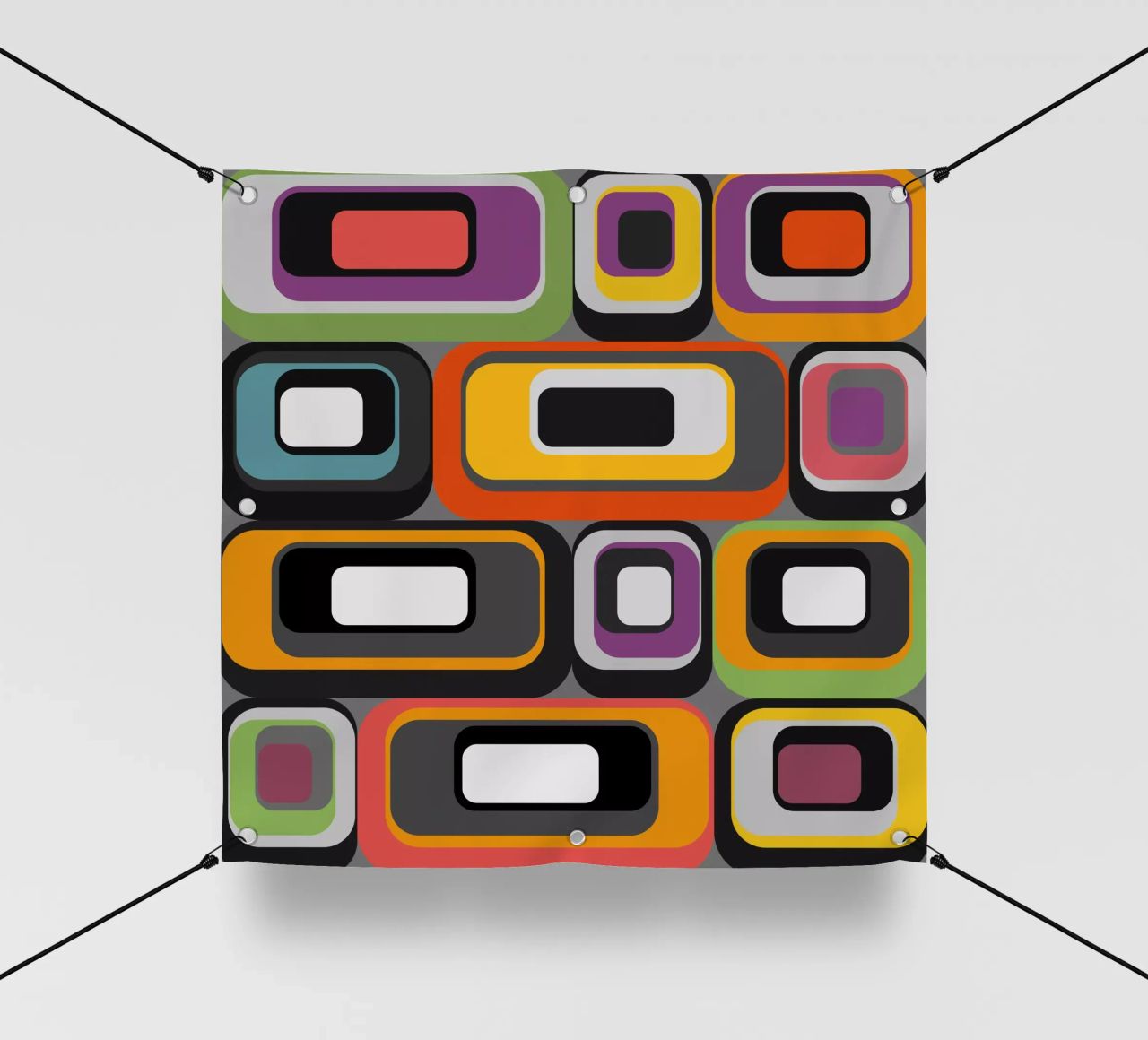 Abstract mid-century geometric pattern telo in pvc da good-vibes