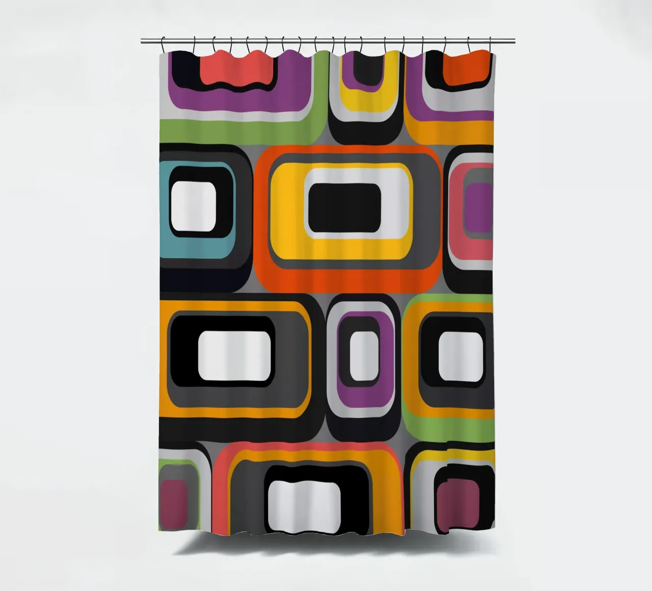 Abstract mid-century geometric pattern tenda da doccia da good-vibes