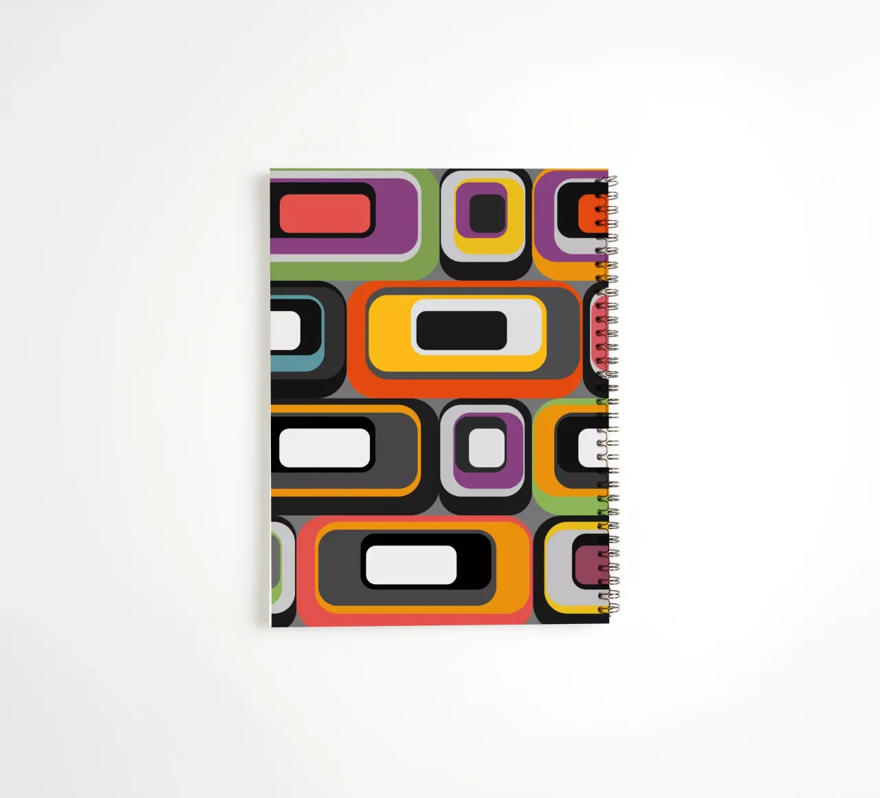 Abstract mid-century geometric pattern spiral notebook by good-vibes