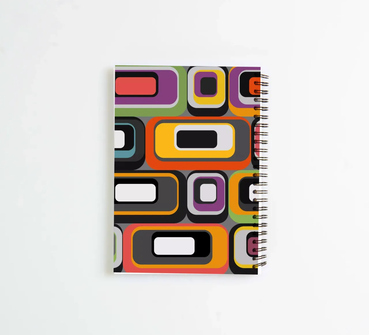 Abstract mid-century geometric pattern spiral notebook by good-vibes
