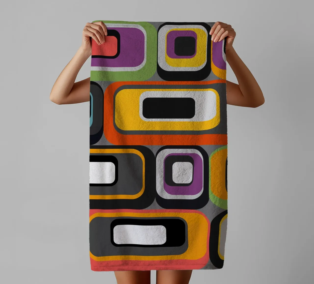 Abstract mid-century geometric pattern asciugamano da bagno da good-vibes