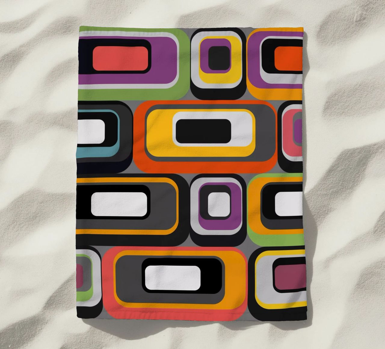 Abstract mid-century geometric pattern telo mare da good-vibes