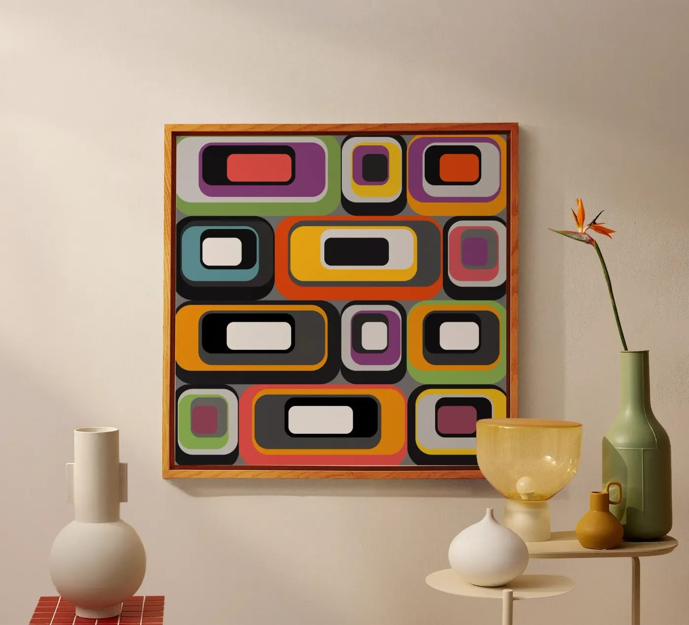 Abstract mid-century geometric pattern acryl van good-vibes