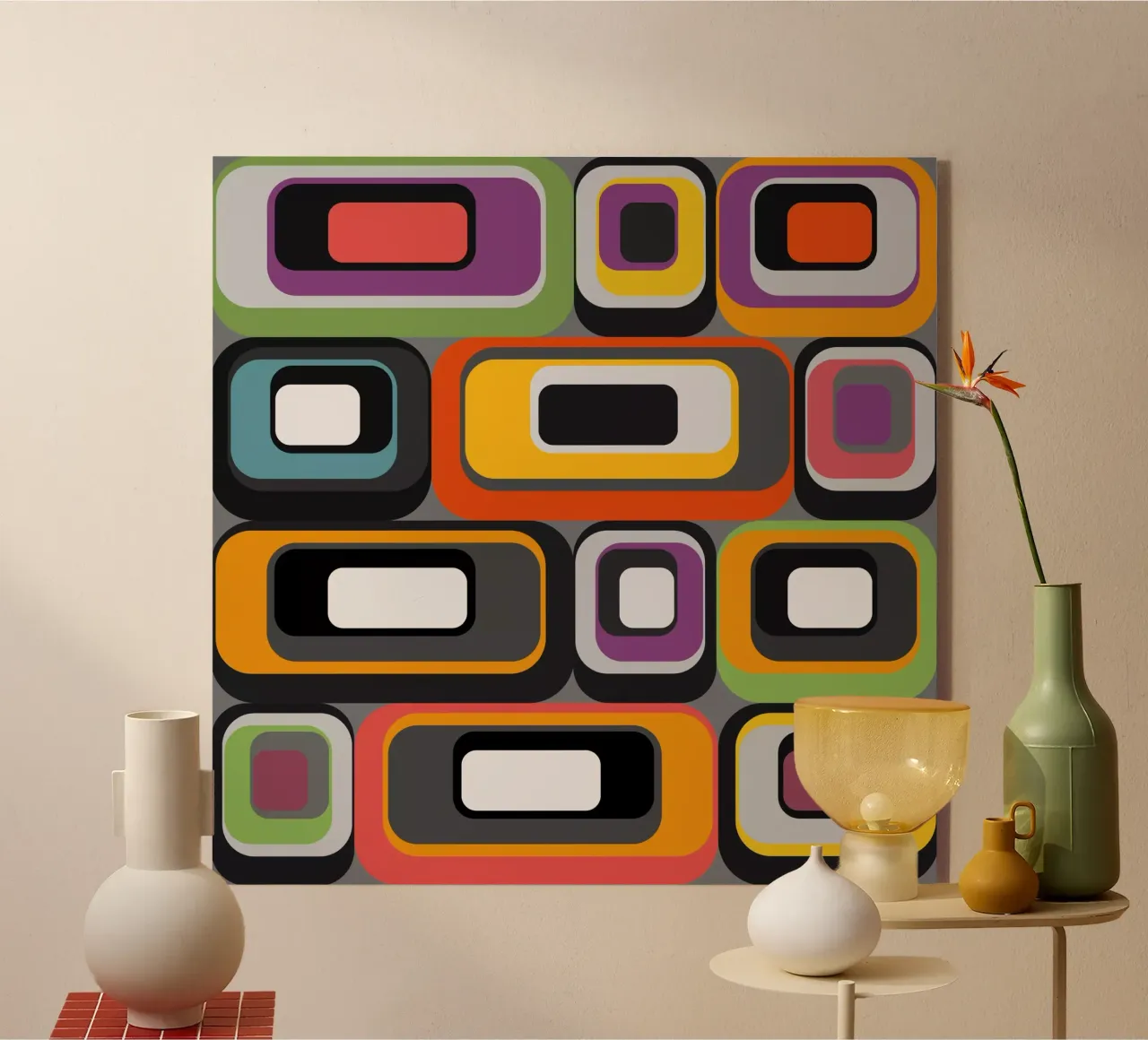 Abstract mid-century geometric pattern plexiglass da good-vibes