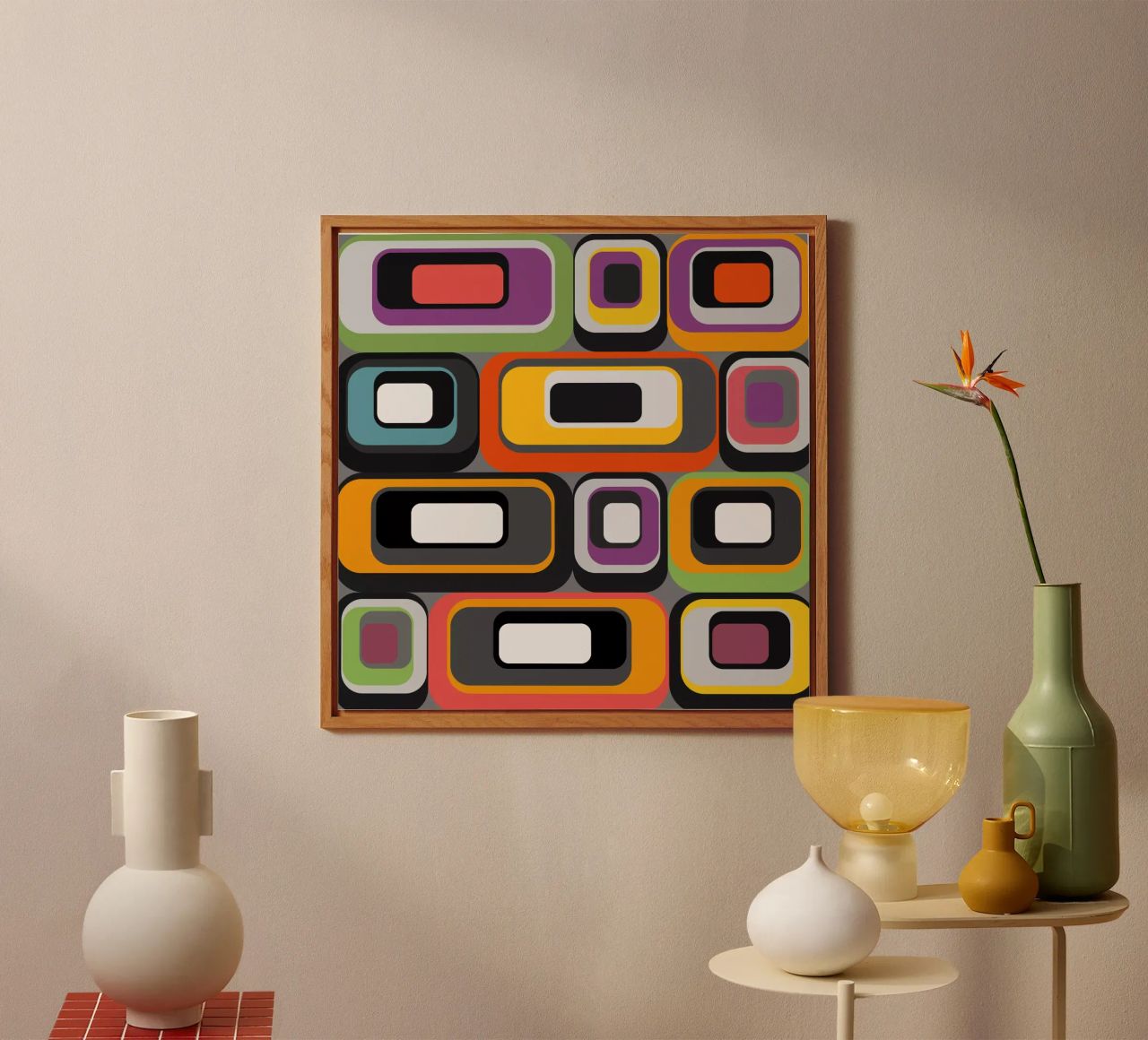 Abstract mid-century geometric pattern alluminio dibond da good-vibes